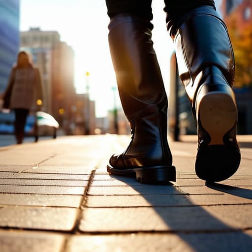 Commuter walking to a transit stop.