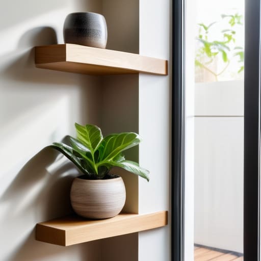 Maximizing vertical space with corner shelving.