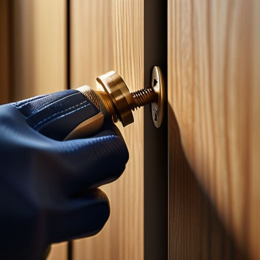 Person fixing loose cabinet handles.