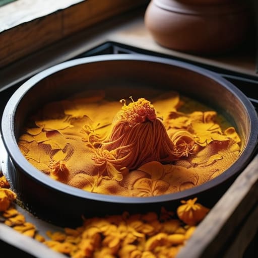 Person making natural dyes from plants.