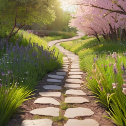 Person walking in spring through nature.