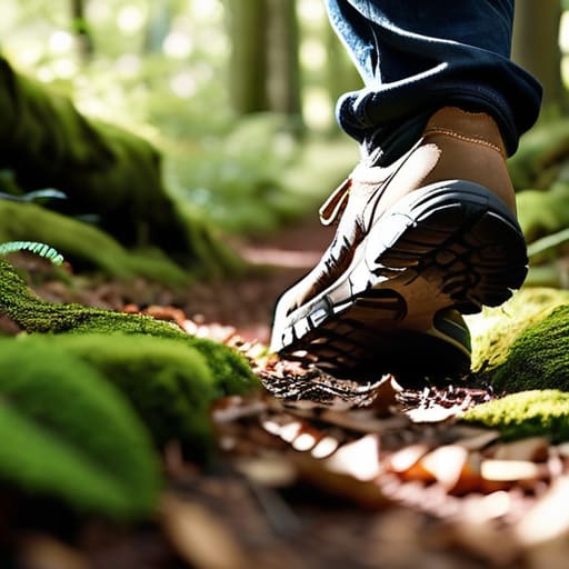 Person practicing walking meditation outdoors.