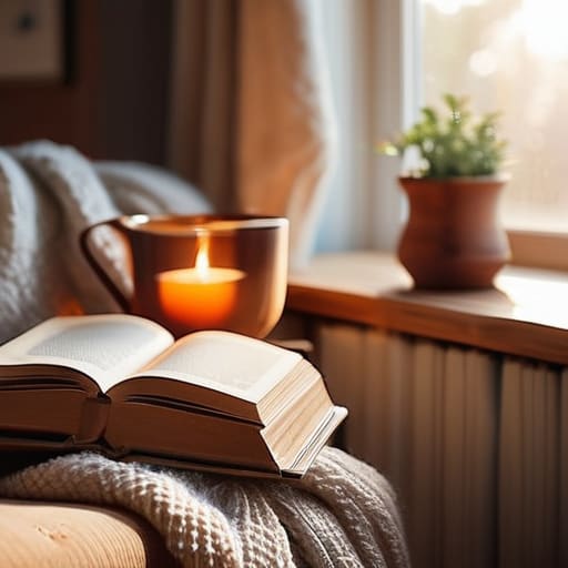 Cozy weekend reading list book arrangement.
